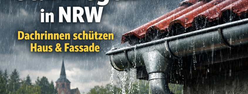 Überlaufende Dachrinne bei Starkregen schützt Haus und Fassade vor Wasserschäden